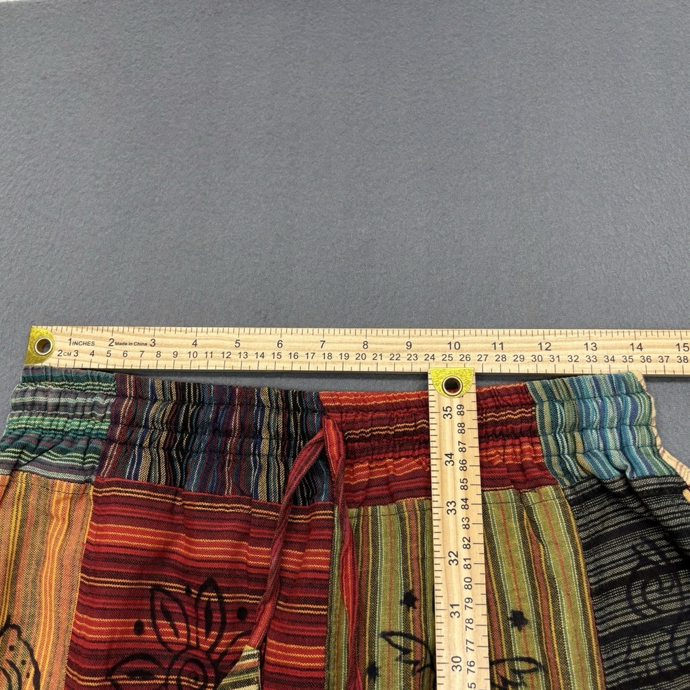 Patchwork Striped Midi Skirt Size S Boho Hippie Retro 100% Cotton Made in Nepal - Picture 9 of 13